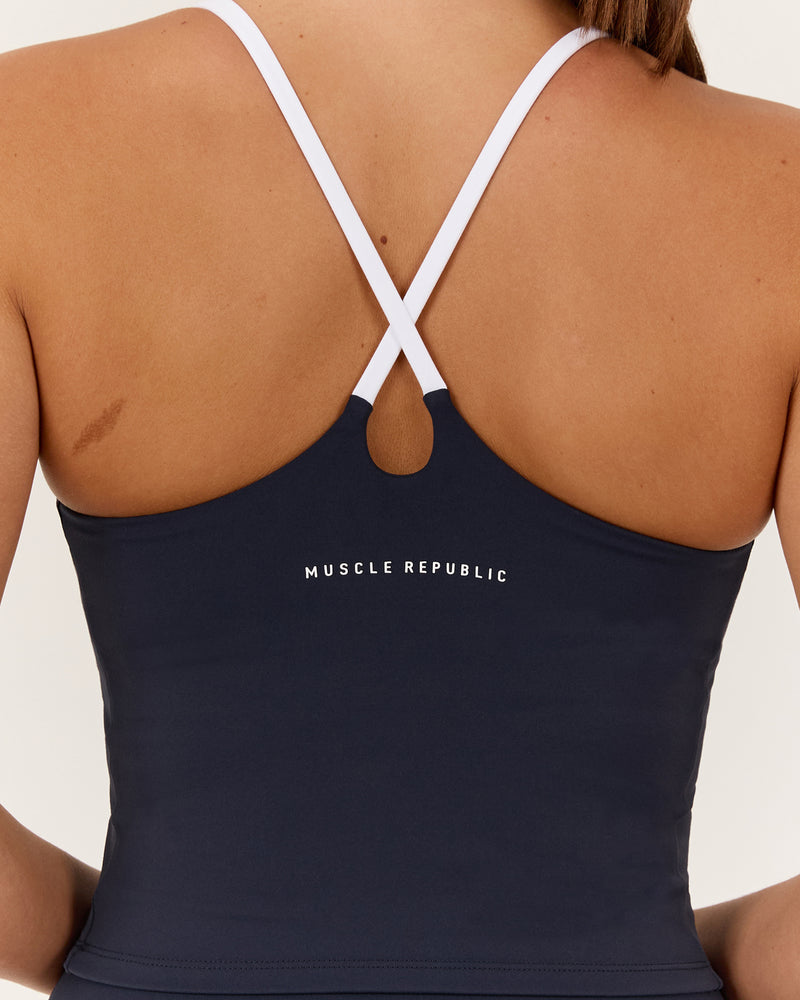 LUXE WILLOW TOP - DEEP NAVY WHITE