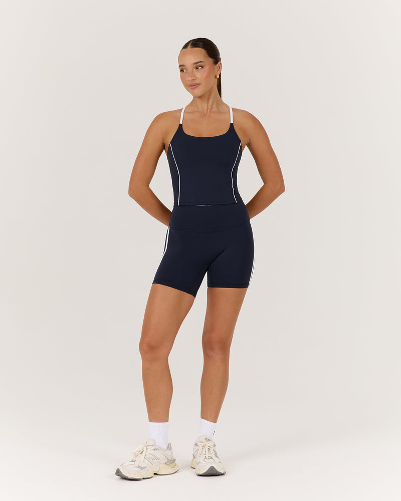 LUXE WILLOW TOP - DEEP NAVY WHITE