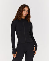 LUXE ZIP UP JACKET - BLACK