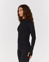 LUXE ZIP UP JACKET - BLACK