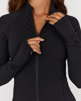 LUXE ZIP UP JACKET - BLACK