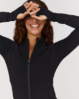 LUXE ZIP UP JACKET - BLACK