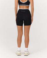 LUXE CONTRAST BIKER SHORTS - BLACK WHITE