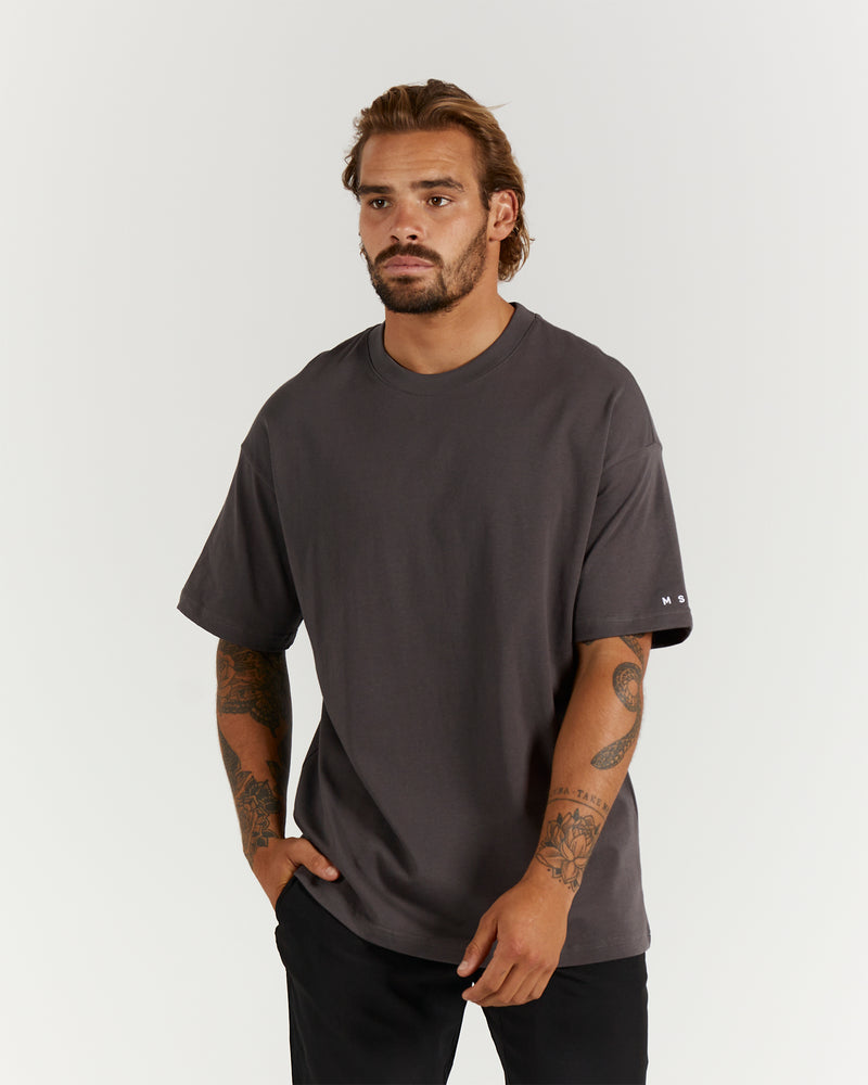 LIGHTWEIGHT OVERSIZED TEE - CHARCOAL – MUSCLE REPUBLIC