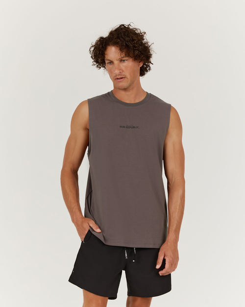 MENS RUN REPUBLIC TANK - SMOKE