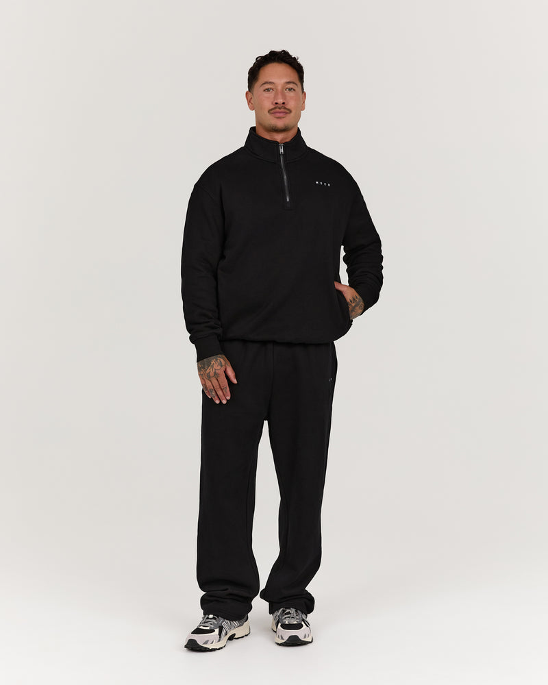 MENS CLASSIC 1/4 ZIP SWEAT - BLACK – MUSCLE REPUBLIC