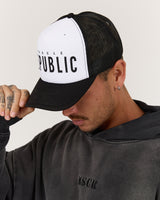MEN'S EVOLUTION TRUCKER CAP - WHITE BLACK