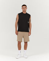 MENS HEAVY BOXY TANK - FADED BLACK TRANSITION