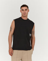 MENS HEAVY BOXY TANK - FADED BLACK TRANSITION