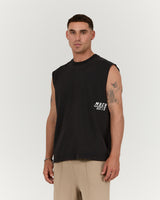 MENS HEAVY BOXY TANK - FADED BLACK TRANSITION