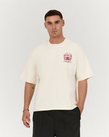 MENS HEAVY BOXY TEE - FADED ANTIQUE WHITE PLAYMAKER