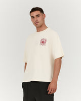 MENS HEAVY BOXY TEE - FADED ANTIQUE WHITE PLAYMAKER