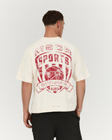 MENS HEAVY BOXY TEE - FADED ANTIQUE WHITE PLAYMAKER