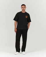 MENS HEAVY BOXY TEE - FADED BLACK PLAYMAKER