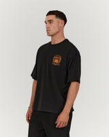 MENS HEAVY BOXY TEE - FADED BLACK PLAYMAKER