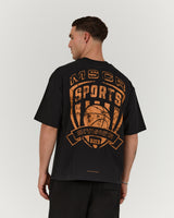 MENS HEAVY BOXY TEE - FADED BLACK PLAYMAKER