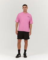 MENS HEAVY BOXY TEE - FADED PINK TOPAZ REP THE RIBBON