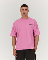 MENS HEAVY BOXY TEE - FADED PINK TOPAZ REP THE RIBBON