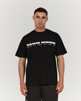 MENS HEAVY RELAXED TEE - BLACK REPPING TEAM PINK