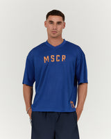 MENS MESH BOXY TEE - REGAL BLUE SHOT CALLER