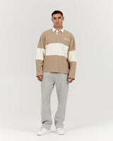 MENS PIQUE BOXY LONG SLEEVE POLO - MOSS PLAYOFF