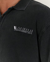 MENS PIQUE BOXY POLO - FADED BLACK BOXOUT