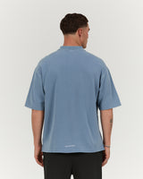 MENS PIQUE BOXY POLO - FADED DENIM BOXOUT