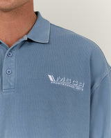 MENS PIQUE BOXY POLO - FADED DENIM BOXOUT