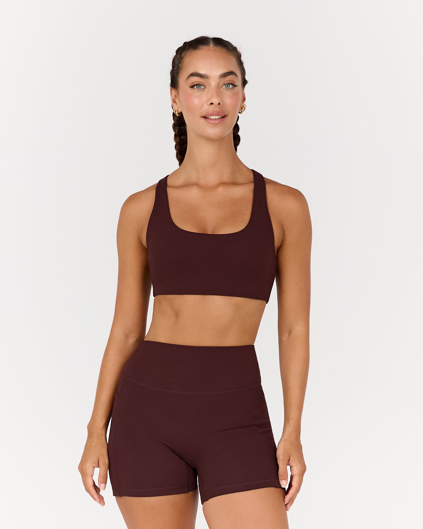 MOTION 360 CROSS BACK BRA - RAISIN – MUSCLE REPUBLIC