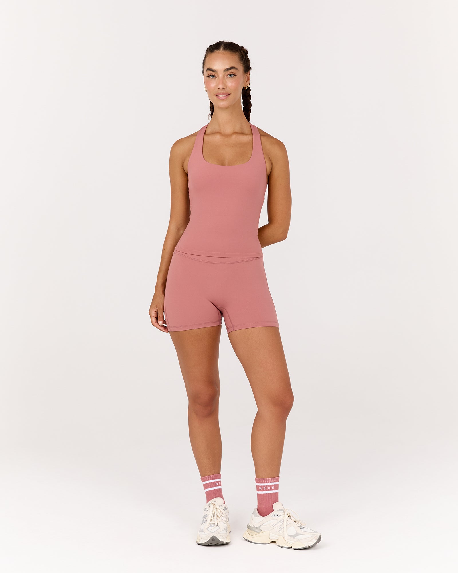 MOTION 360 CROSS BACK TOP - DUSTY ROSE – MUSCLE REPUBLIC