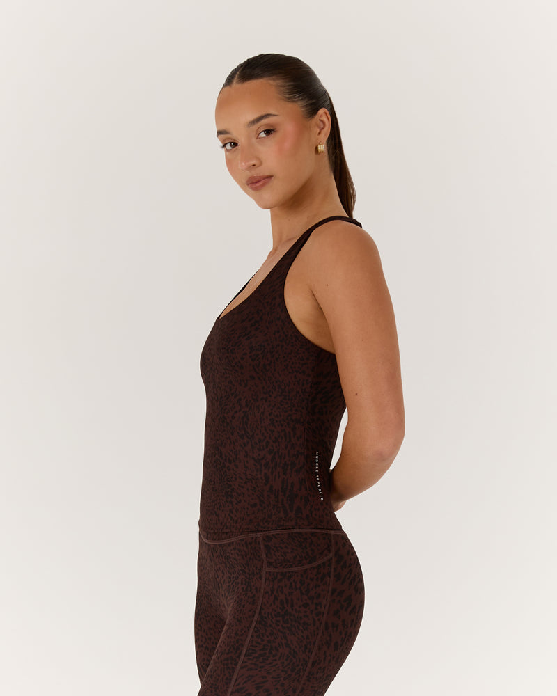 MOTION 360 CROSS BACK TOP - JAVA LEOPARD