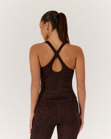 MOTION 360 CROSS BACK TOP - JAVA LEOPARD