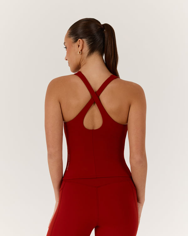 MOTION 360 CROSS BACK TOP - SCARLET
