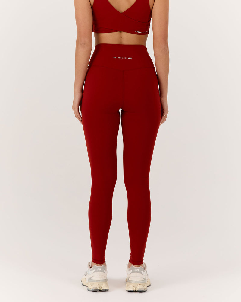 MOTION 360 CROSSOVER LEGGINGS 28" - SCARLET