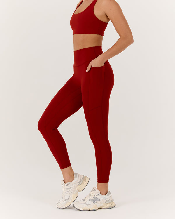MOTION 360 POCKET LEGGINGS 24" - SCARLET