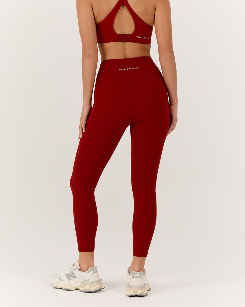 MOTION 360 POCKET LEGGINGS 24" - SCARLET