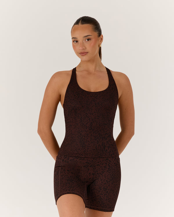 MOTION 360 RACER BACK TOP - JAVA LEOPARD