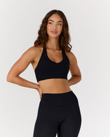 MOTION 360 V NECK HALTER BRA - BLACK