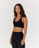 MOTION 360 V NECK HALTER BRA - BLACK