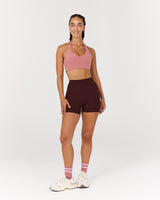 MOTION 360 V NECK HALTER BRA - DUSTY ROSE