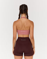 MOTION 360 V NECK HALTER BRA - DUSTY ROSE
