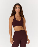MOTION 360 V NECK HALTER BRA - RAISIN