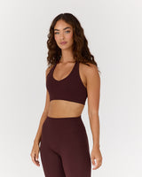 MOTION 360 V NECK HALTER BRA - RAISIN