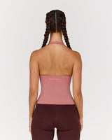 MOTION 360 V NECK HALTER TOP - DUSTY ROSE