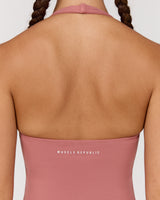 MOTION 360 V NECK HALTER TOP - DUSTY ROSE