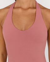 MOTION 360 V NECK HALTER TOP - DUSTY ROSE