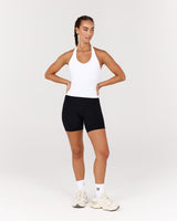 MOTION 360 V NECK HALTER TOP - WHITE