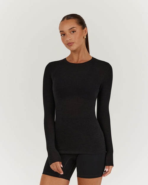 MYLA FITTED LONG SLEEVE - BLACK