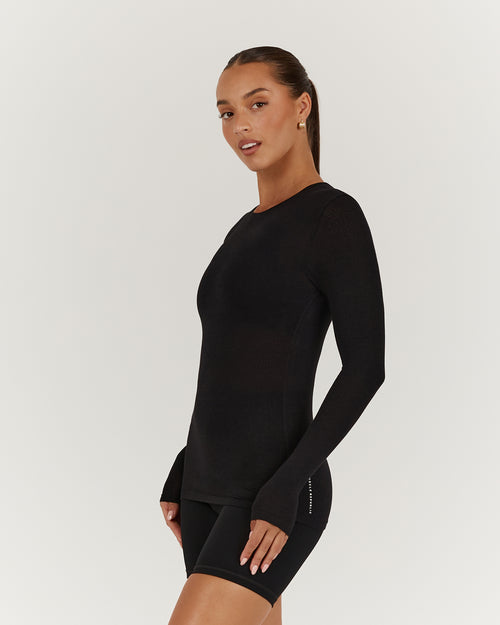 MYLA FITTED LONG SLEEVE - BLACK