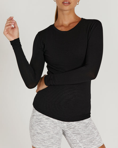 MYLA FITTED LONG SLEEVE - BLACK